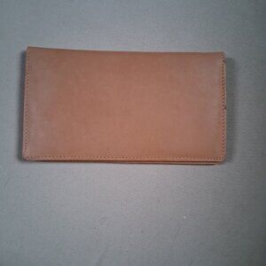 Bacci Soft Camel Leather Checkbook Billfold Wallet NWT